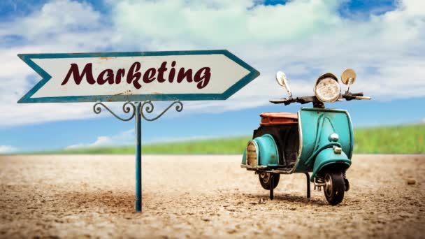 Señal Callejera Camino Marketing — Vídeos de Stock