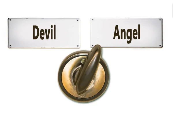 Street Sign to Angel versus Devil — Stock Photo, Image