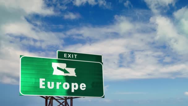 Rua Assine Caminho Para Europa — Vídeo de Stock