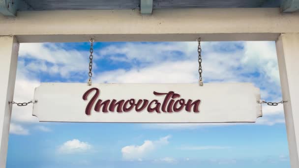 Street Sign Weg Naar Innovatie — Stockvideo