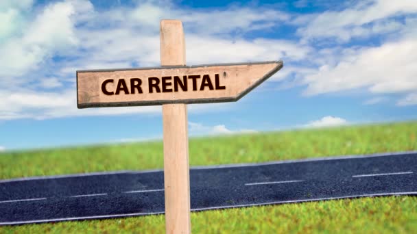 Street Sign Way Car Rental — Stock Video