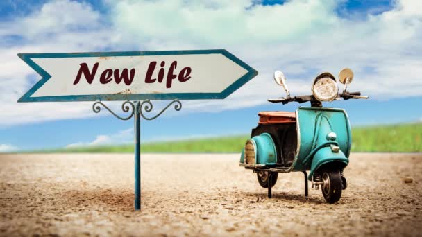 Jalan Sign Way New Life — Stok Video
