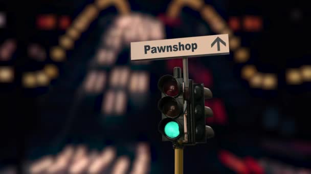 Street Sign Vägen Till Pawnshop — Stockvideo