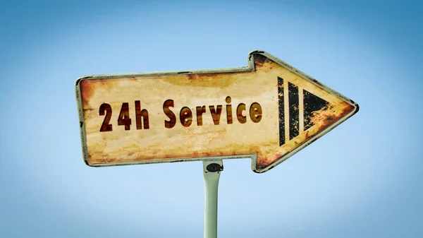 Straßenschild zum 24h-Service — Stockfoto