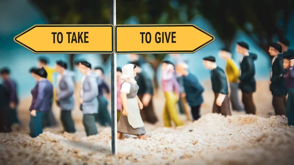 Straßenschild zum Geben versus zum Nehmen — Stockfoto