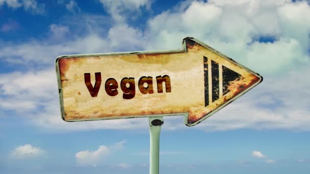 Rua Assine Caminho Para Vida Vegan — Vídeo de Stock