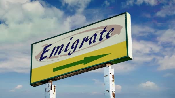 Street Sign Strada Emigrare — Video Stock