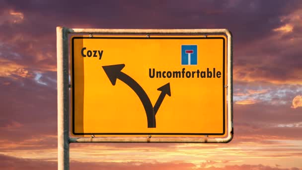 Street Sign Way Cozy Uncomfotable — Stock video