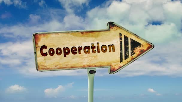 Rua Assine Caminho Para Cooperação — Vídeo de Stock