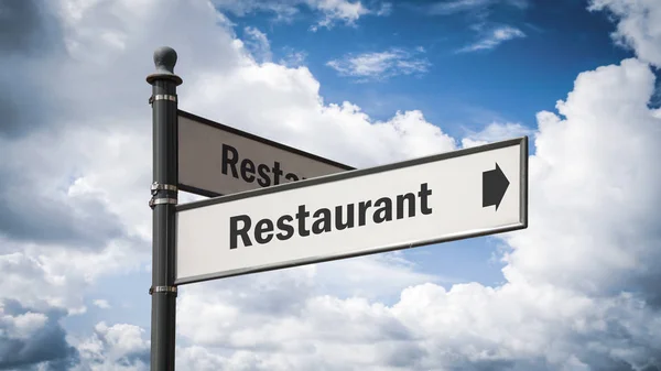 Ulica znak do restauracji — Zdjęcie stockowe