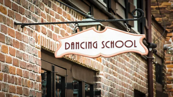 Okul dansına sokak tabelası — Stok fotoğraf