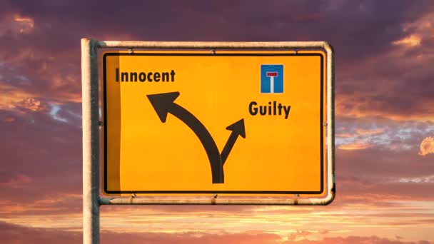 Street Sign Way Innocent Guilty — Stockvideo