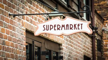 Süpermarket için sokak tabelası