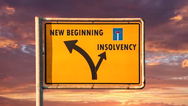 Street Sign Way New Beginning Insolvence — Stock video