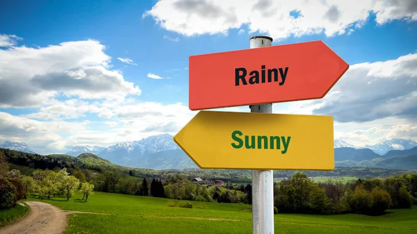 Segnale stradale Sunny versus Rainy — Foto Stock