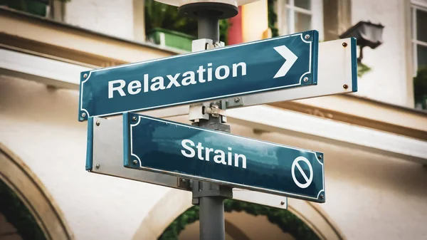 Sinal de rua para relaxamento versus tensão — Fotografia de Stock