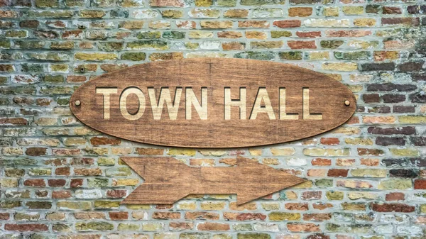 Street Sign to Town Hall — Stock Photo, Image