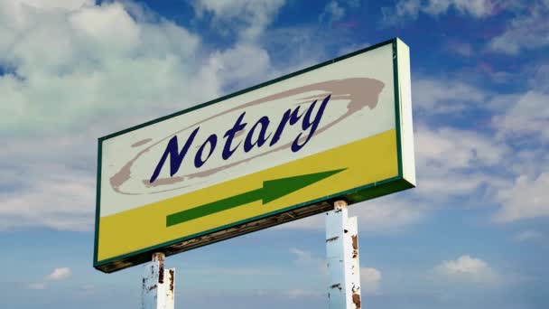 Street Sign Way Notary — Stock Video