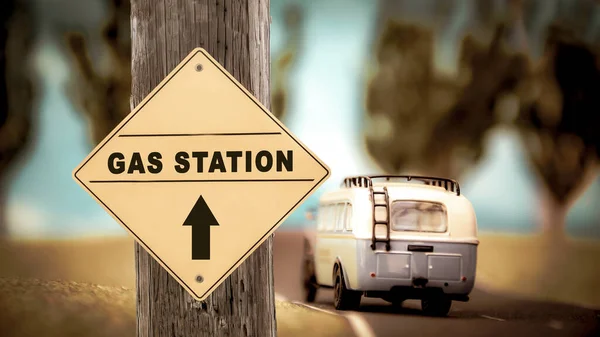 Benzin istasyonu için sokak tabelası — Stok fotoğraf