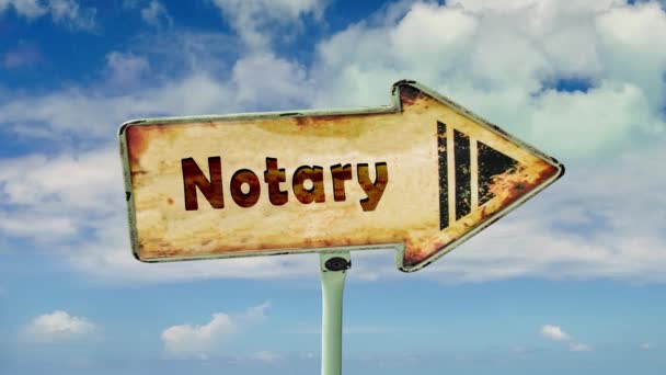 Street Sign Way Notary — Stock Video
