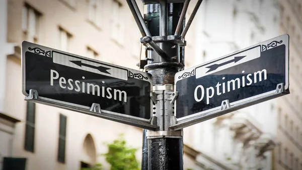 Straat teken optimisme versus pessimisme — Stockfoto