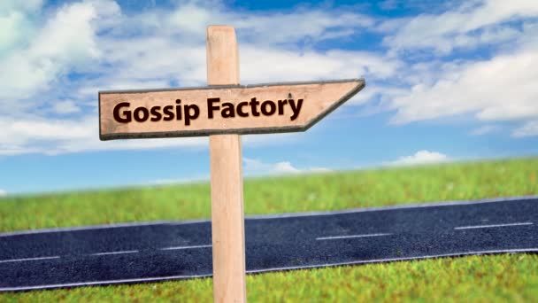 Street Sign Strada Gossip Factory — Video Stock