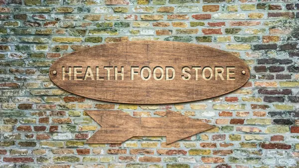 Street işaret sağlık gıda deposu — Stok fotoğraf