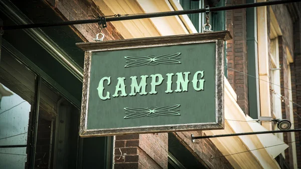 캠핑에 거리 표지판 — 스톡 사진