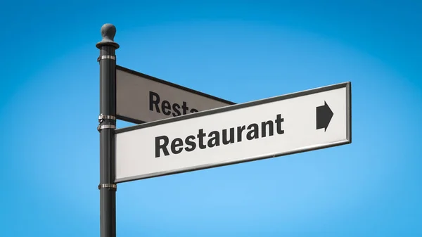 Street Sign to Restaurant — Stock Photo, Image