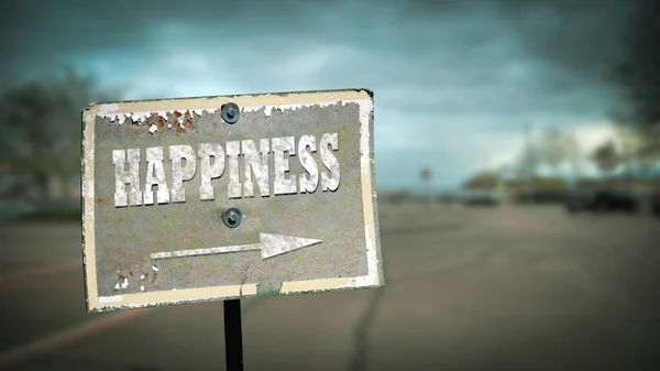 Mutluluk için sokak tabelası — Stok fotoğraf