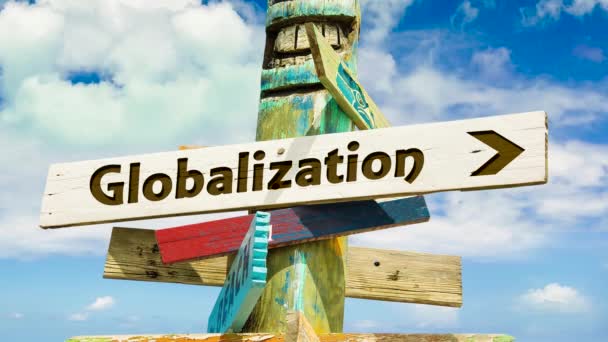 Street Sign Way Globalization — Stockvideo