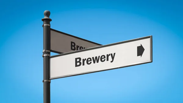 Straßenschild zur Brauerei — Stockfoto