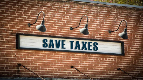 Rua Assine Maneira Direcionar Para Salvar Impostos — Fotografia de Stock