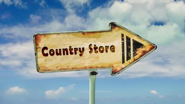 Street Sign Strada Country Store — Video Stock