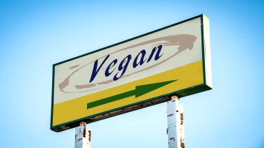 Sokak İşareti Vegan Için Yön Yolu