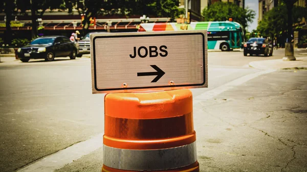 Rua Assine Direção Caminho Para Empregos — Fotografia de Stock