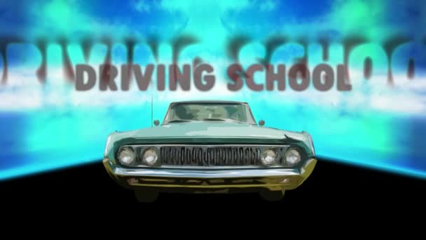 Street Sign Way Driving School — Stock Video