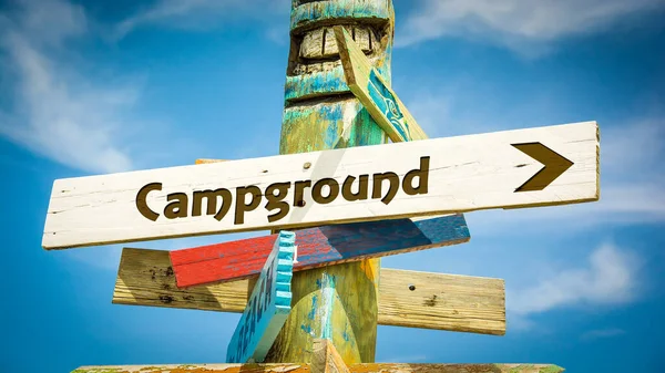 Street Sign Direction Way Campground — Stock Photo, Image