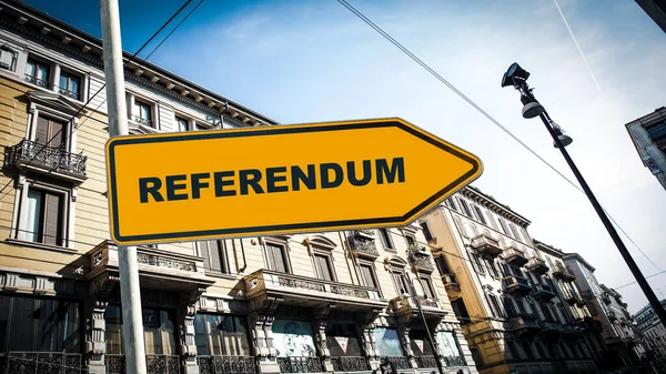 Straat Teken Richtings Wijze Naar Het Referendum — Stockfoto