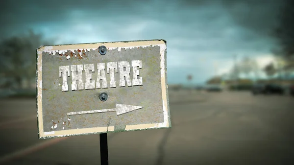 Street Sign Direction Way Theatre — Stock Photo, Image