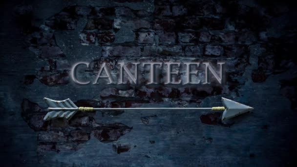 Street Sign Weg Naar Canteen — Stockvideo