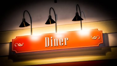 Sokak Işareti Diner yön yolu