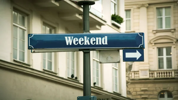Straßenschild Weist Den Weg Zum Wochenende — Stockfoto
