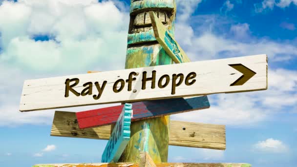 Straat Teken Weg Naar Ray Hope — Stockvideo