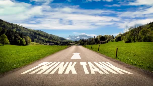 Straat Teken Weg Naar Think Tank — Stockvideo