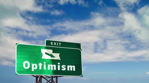 Señal Callejera Camino Optimismo — Vídeos de Stock