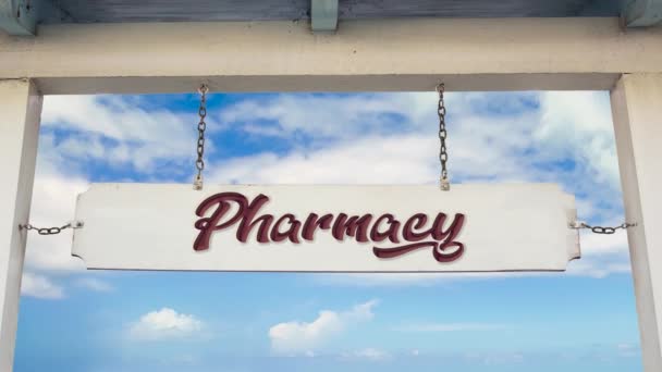 Street Sign Way Pharmacy — Stock Video