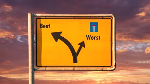 Street Sign Way Best Worst — Stock Video