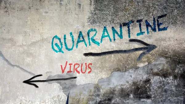 Straßenschilder Auf Dem Weg Zur Quarantäne Virus — Stockfoto
