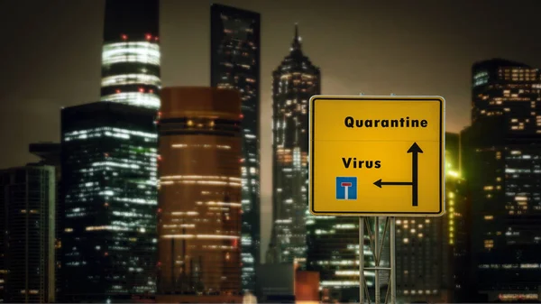 Вуличний Знак Шлях Карантину Проти Вірусу — стокове фото